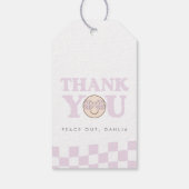 Étiquettes-cadeau Super fille À damiers visage heureux | Favoriser (Dos)