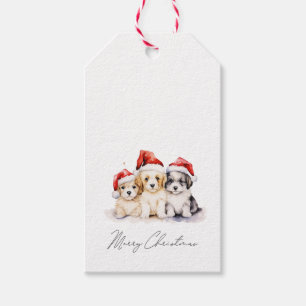 Étiquettes-cadeau Super mignon chiots de Noël