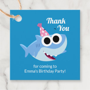 Étiquettes Cadeau Super simple   Finny Shark Confetti Anniversaire
