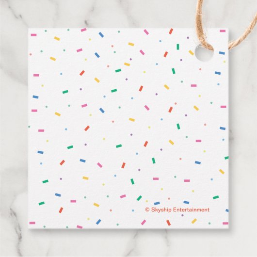 Étiquettes Cadeau Super simple | Finny Shark Confetti Anniversaire (Dos)