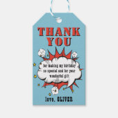 Étiquettes-cadeau Superhero Comic Discours Bubble Anniversaire Merci (Devant)