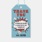 Étiquettes-cadeau Superhero Comic Discours Bubble Anniversaire Merci (Dos)