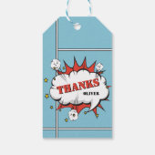 Étiquettes-cadeau Superhero Comic Discours Bubble Anniversaire Merci (Dos)