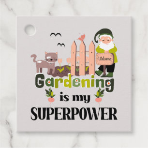 Étiquettes Cadeau Superpuissance du jardin, jardinier mignon