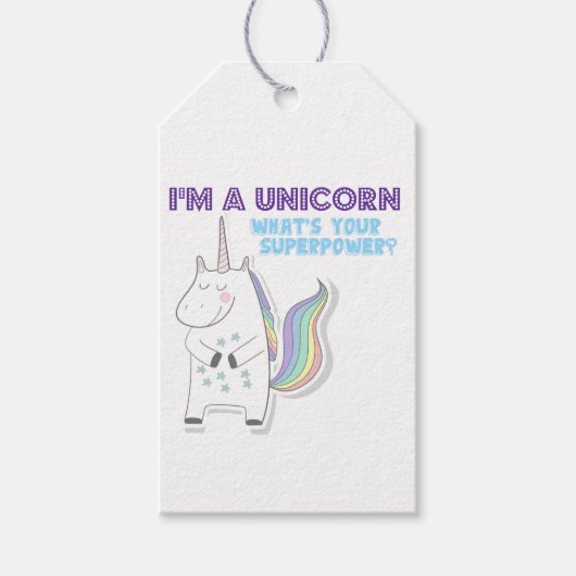 Étiquettes-cadeau Superpuissance Licorne (Devant)