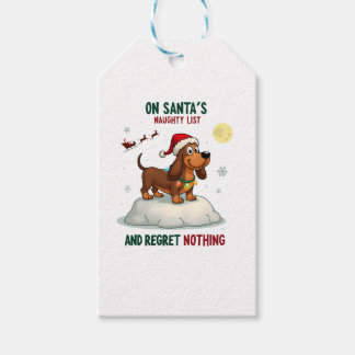 Étiquettes-cadeau Sur la liste de Noël méchants du Père Noël, ne reg