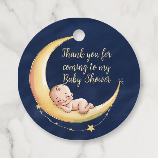 Étiquettes Cadeau Sur la lune Bébé Baby shower à thème céleste (Dos)