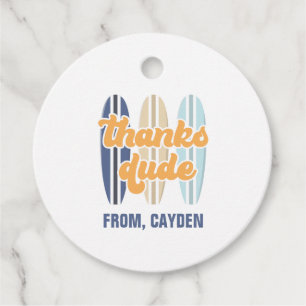 Étiquettes Cadeau Surboard merci dude Beach Anniversaire