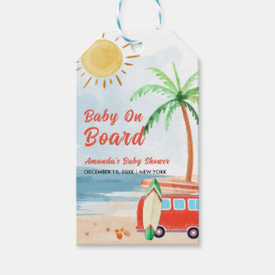 Étiquettes-cadeau Surf Beach Bébé À Bord Baby shower