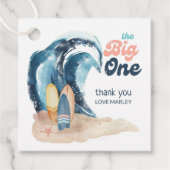 Étiquettes Cadeau Surf | Big One Beach 1er anniversaire Merci (Devant)