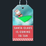Étiquettes-cadeau Surfing Beach Christmas Holiday Tags cadeaux<br><div class="desc">Père Noël surf surf étiquettes cadeaux de vacances et de Noël faveurs avec une ligne drôle pour quiconque célébrant les vacances à Hawaii ou sur la plage. Modifiez le texte pour ajouter un nom ou personnaliser autrement.</div>