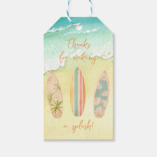 Étiquettes-cadeau Surfs Up Fête Favore Le Big One Surfer Anniversair