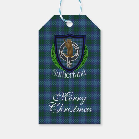 Étiquettes-cadeau Sutherland Scottish Clan Tartan & Crest (Devant)