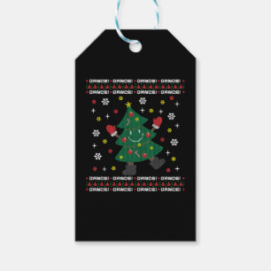 Étiquettes-cadeau Sweater de Noël moche de vacances DANSE XMAS TREE