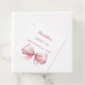 Étiquettes Cadeau Sweet 16 blush pink bow DIY (En situation)