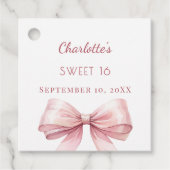 Étiquettes Cadeau Sweet 16 blush pink bow DIY (Devant)