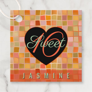 Étiquettes Cadeau Sweet 16 coeur noir ado fille