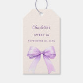 Étiquettes-cadeau Sweet 16 lavender bow ivory DIY write by hand (Devant)