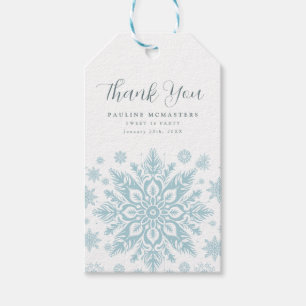Étiquettes-cadeau Sweet 16 Party Blue Snowflake Merci Favor