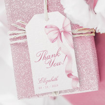 Sweet 16 Pink Bow Favor Tags