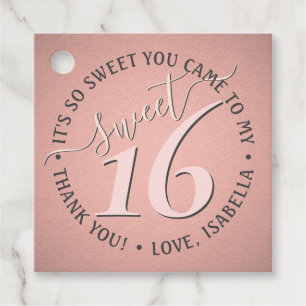 Étiquettes Cadeau Sweet 16e anniversaire Chic mignon Merci rose