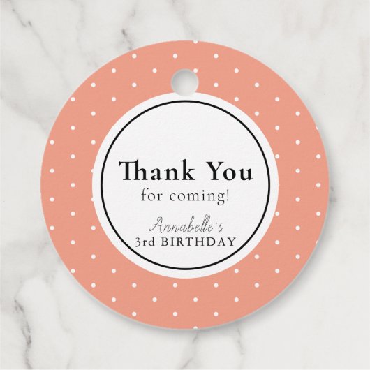 Étiquettes Cadeau Sweet as a Peach Girl Anniversaire Merci (Dos)
