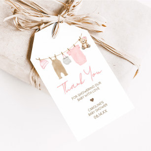 Étiquettes-cadeau Sweet Baby Girl Clothesline Baby shower Favoriser 