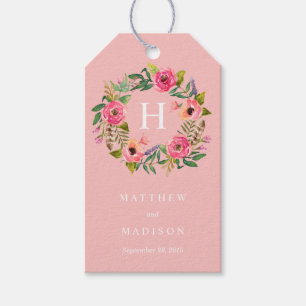 Étiquettes-cadeau Sweet Bohemian Wreath en rose Balises Cadeaux Ma