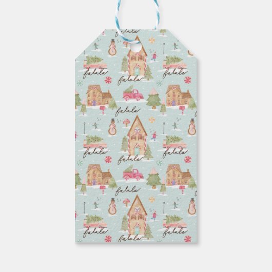 Étiquettes-cadeau Sweet Fun Aquarelle Gingerbread Candy Town (Dos)