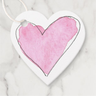 Étiquettes Cadeau Sweet Heart Love Aquarelle Art Rose Special