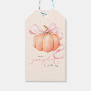 Étiquettes-cadeau Sweet Little citrouille rose arc est en chemin
