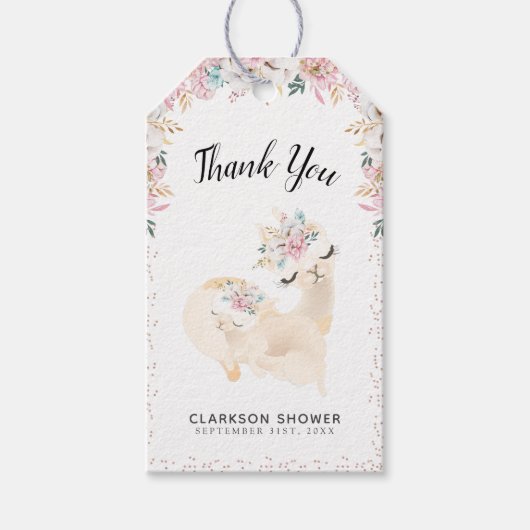 Étiquettes-cadeau Sweet Mama & Baby Llama Merci (Devant)