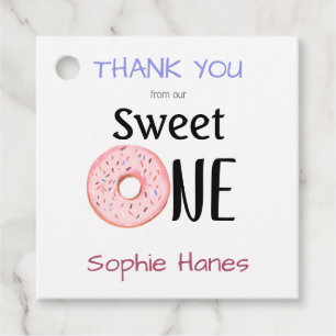 Étiquettes Cadeau Sweet One Donut Girl's 1st Birthday Merci