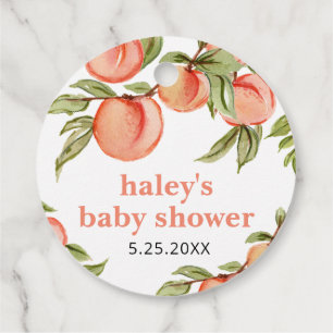 Étiquettes Cadeau Sweet Peach Baby shower Round Cadeau Favoriser Tag