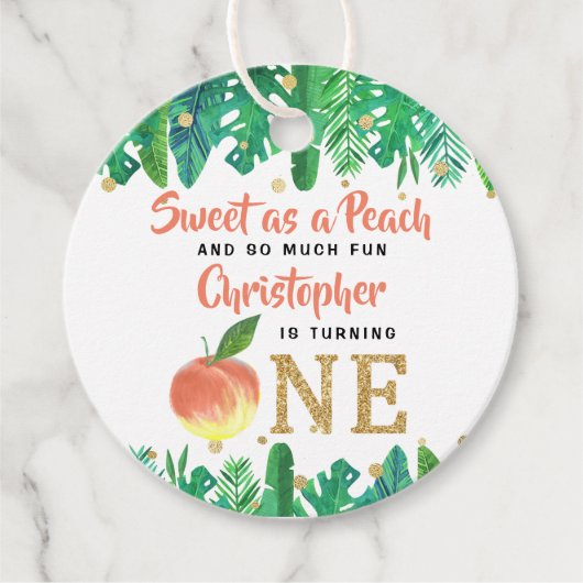 Étiquettes Cadeau Sweet Peach Boys 1er anniversaire (Devant)
