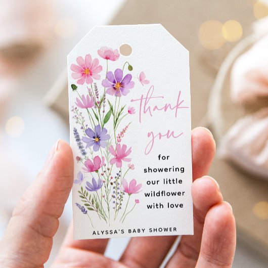 Étiquettes-cadeau Sweet Pink Baby en Fleur Baby shower Fleur sauvage
