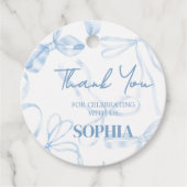 Étiquettes Cadeau Sweet sixteen Bleu Bow Anniversaire (Devant)