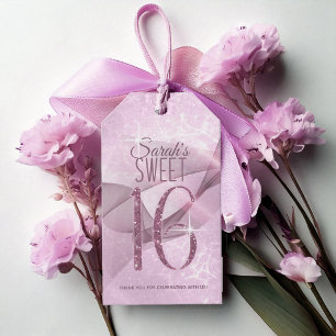 Étiquettes-cadeau Sweet sixteen  étincelant ID652 rose orchidée