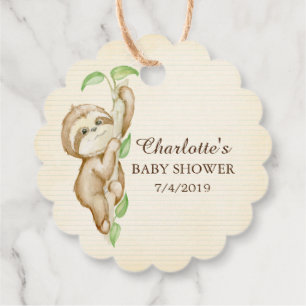 Étiquettes Cadeau Sweet Sloth Baby shower Favoriser