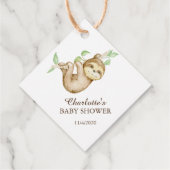 Étiquettes Cadeau Sweet Sloth Baby shower Favoriser (Dos)
