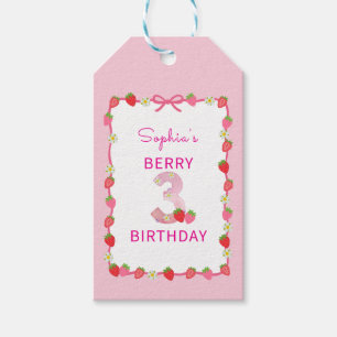 Étiquettes-cadeau Sweet Strawberry 3e Invitation anniversaire