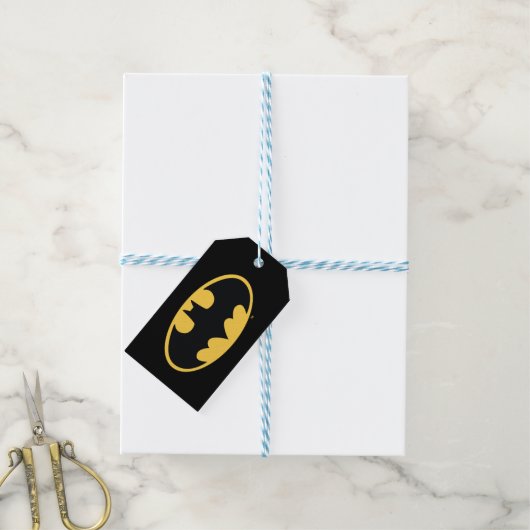 Étiquettes-cadeau Symbole Batman | Logo ovale (Avec de laficelle)