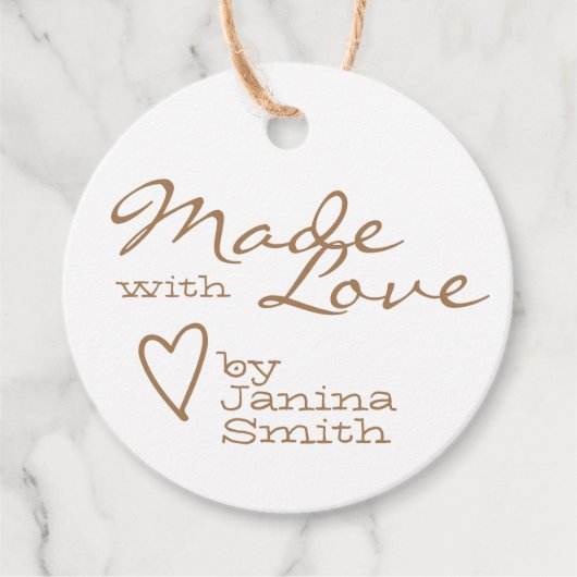 Étiquettes Cadeau Symbole Coeur Fabriqué Kraft Modèle de logo en pap (Devant)