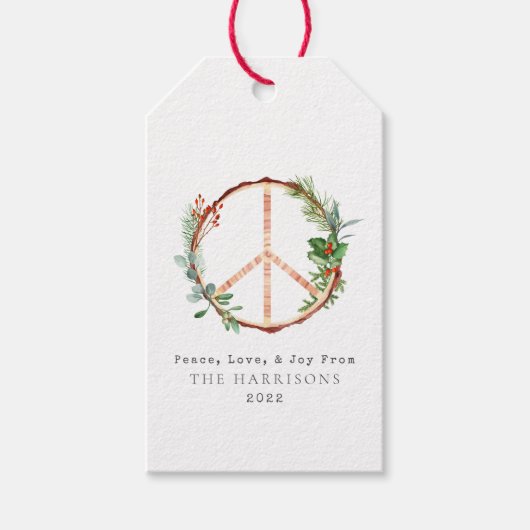 Étiquettes-cadeau SYMBOLE DE PAIX Rustique Noël (Devant)