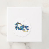 Étiquettes Cadeau Symbole Infini de Papillons Morpho Bleus (En situation)