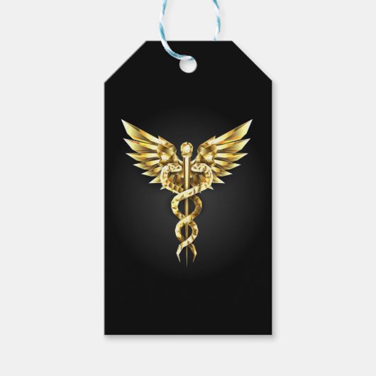 Étiquettes-cadeau Symbole Polygonal Or Caduceus (Devant)