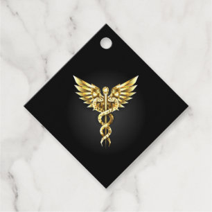 Étiquettes Cadeau Symbole Polygonal Or Caduceus