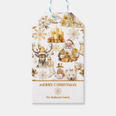 Étiquettes-cadeau Symboles de Noël or et blanc (Devant)