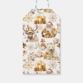 Étiquettes-cadeau Symboles de Noël or et blanc (Dos)