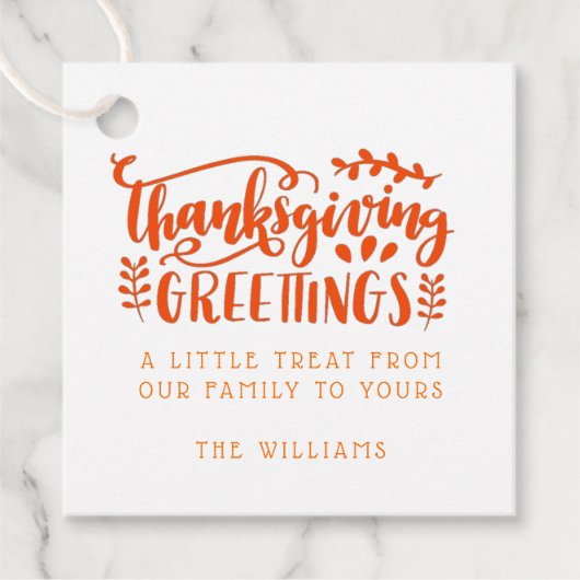 Étiquettes Cadeau Sympa Thanksgiving Friendsgiving Salutations Treat (Devant)